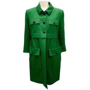LOUIS VUITTON GREEN WOOL AND CASHMERE MILITARY STYLE MID LENGTH COAT